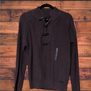 Toggle Henley Mock Neck Sweater